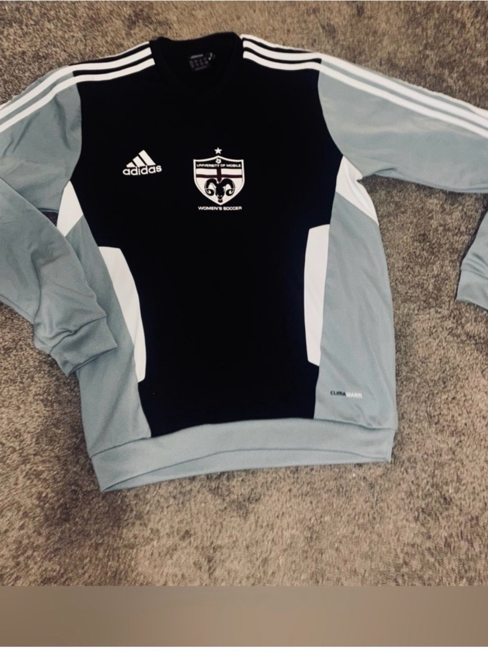 🔥 Adidas ClimaWarm Athletic Training Pullover Sweatshirt Grey/Black Crewneck MED